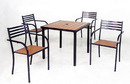 鐵製塑木休閒方桌椅831-5